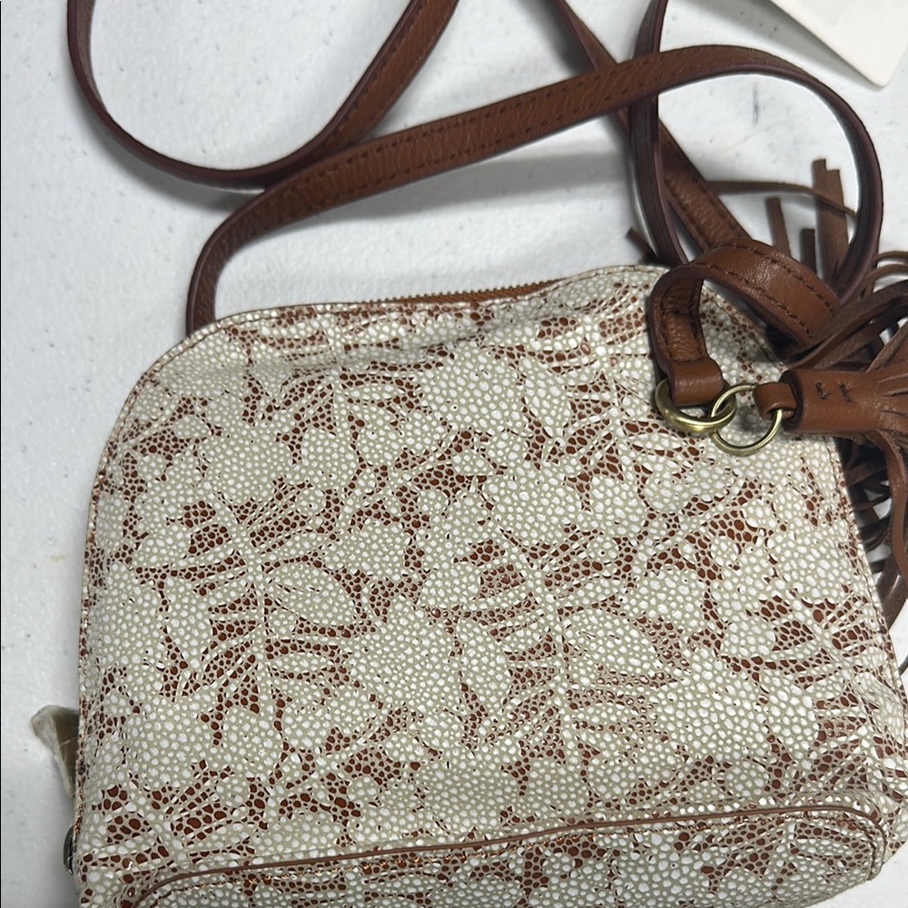 HOBO Cream and Brown Crossbody Bag with Vintage Design
